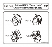 35; British WWII Desert rats-character heads 4pcs
