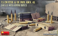 35; 7.5 CM PZGR. & GR. PATR. KW.K. 40 SHELLS WITH AMMO BOXES    WW II