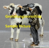 45; Bauer, streichelt Pferd / Kuh        FERTIGFIGUR  (Preis zuzglich Porto)