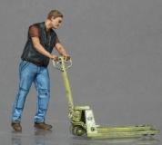 45; Arbeiter mit Hubwagen (schwenkbar)          FERTIGFIGUR  (Preis zuzglich Porto)
