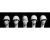 35; Heads, Black US soldiers 4 xM1 helmets, overseas cap.   WW II