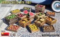 35; WOODEN CRATES WITH FRUIT